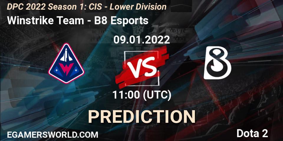 Prognose für das Spiel Winstrike Team VS B8 Esports. 09.01.22. Dota 2 - DPC 2022 Season 1: CIS - Lower Division