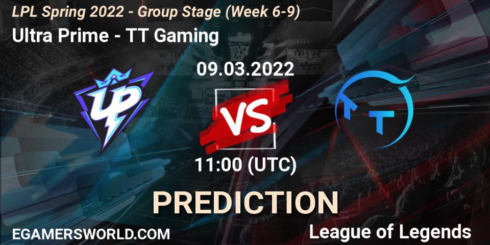 Prognose für das Spiel Ultra Prime VS TT Gaming. 09.03.2022 at 09:00. LoL - LPL Spring 2022 - Group Stage (Week 6-9)