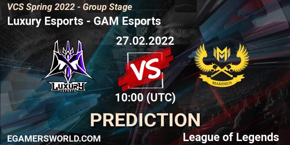 Prognose für das Spiel Luxury Esports VS GAM Esports. 27.02.2022 at 10:00. LoL - VCS Spring 2022 - Group Stage 