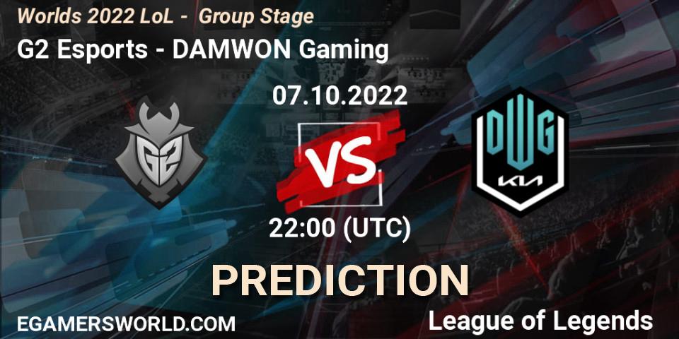 Prognose für das Spiel G2 Esports VS DAMWON Gaming. 07.10.22. LoL - Worlds 2022 LoL - Group Stage