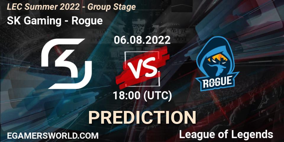 Prognose für das Spiel SK Gaming VS Rogue. 06.08.22. LoL - LEC Summer 2022 - Group Stage