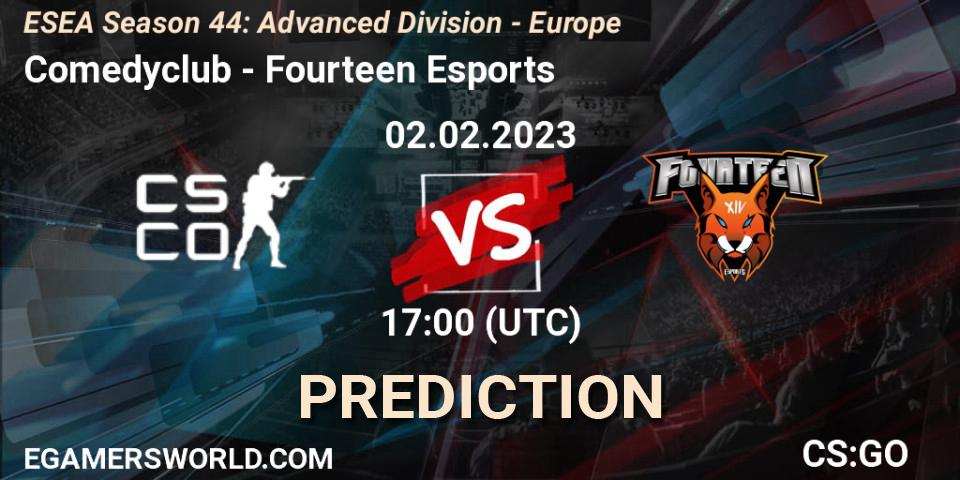 Prognose für das Spiel Comedyclub VS Fourteen Esports. 02.02.23. CS2 (CS:GO) - ESEA Season 44: Advanced Division - Europe