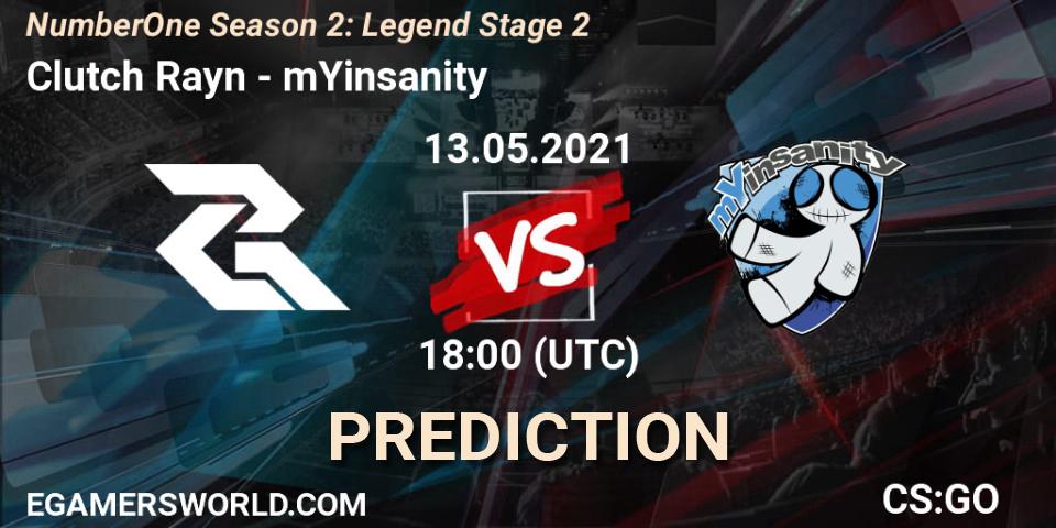 Prognose für das Spiel Clutch Rayn VS mYinsanity. 18.05.2021 at 21:30. Counter-Strike (CS2) - NumberOne Season 2: Legend Stage 2