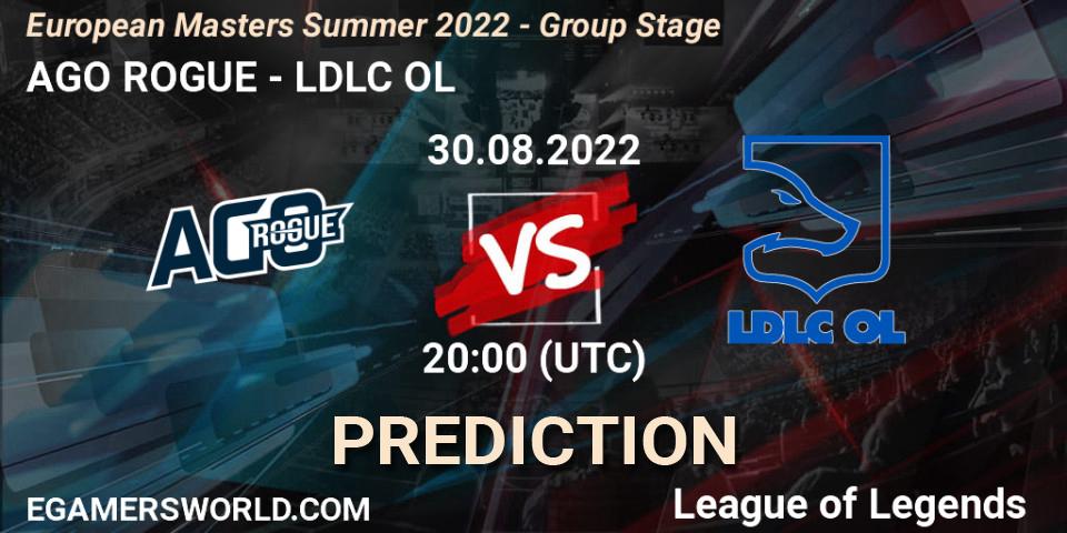 Prognose für das Spiel AGO ROGUE VS LDLC OL. 30.08.2022 at 20:00. LoL - European Masters Summer 2022 - Group Stage