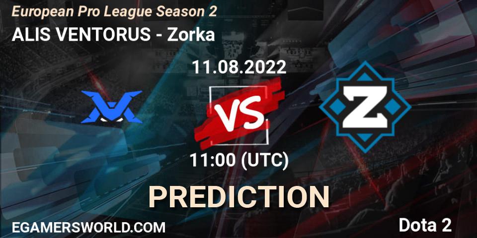 Prognose für das Spiel ALIS VENTORUS VS Zorka. 11.08.22. Dota 2 - European Pro League Season 2