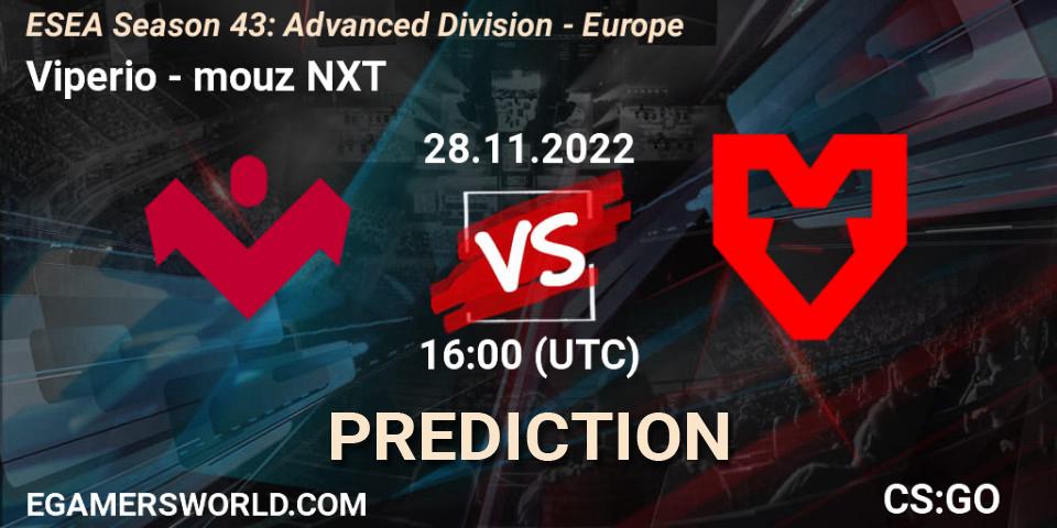 Prognose für das Spiel Viperio VS mouz NXT. 28.11.22. CS2 (CS:GO) - ESEA Season 43: Advanced Division - Europe