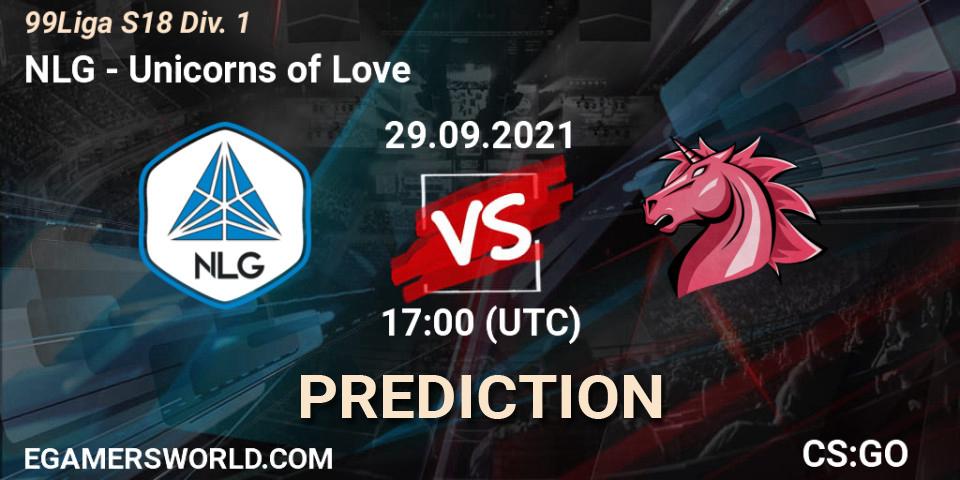 Prognose für das Spiel NLG VS Unicorns of Love. 29.09.21. CS2 (CS:GO) - 99Liga S18 Div. 1