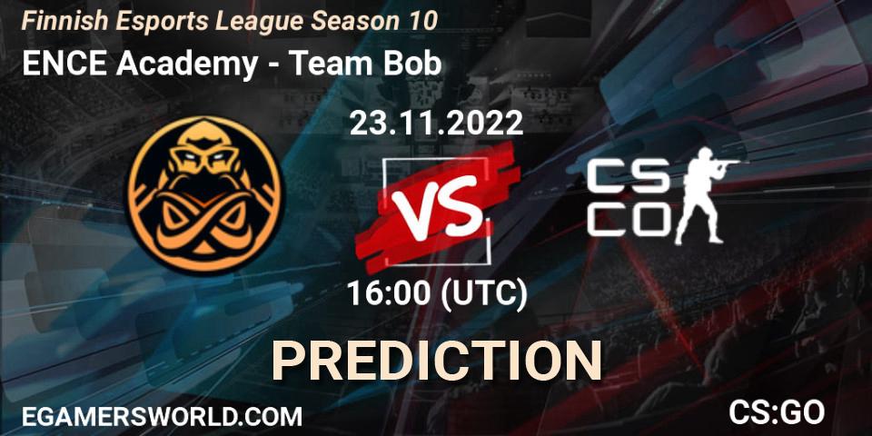 Prognose für das Spiel ENCE Academy VS Team Bob. 23.11.2022 at 19:00. Counter-Strike (CS2) - Finnish Esports League Season 10