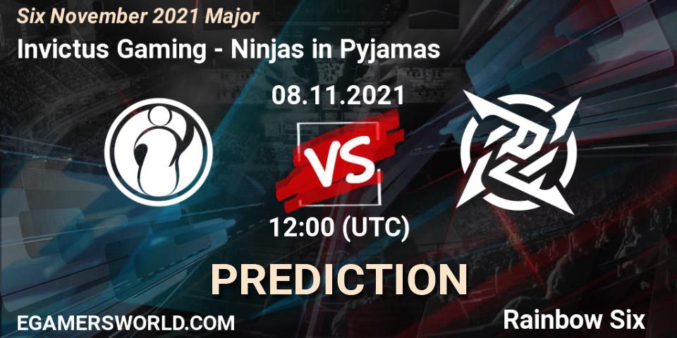 Prognose für das Spiel Ninjas in Pyjamas VS Invictus Gaming. 09.11.2021 at 19:30. Rainbow Six - Six Sweden Major 2021