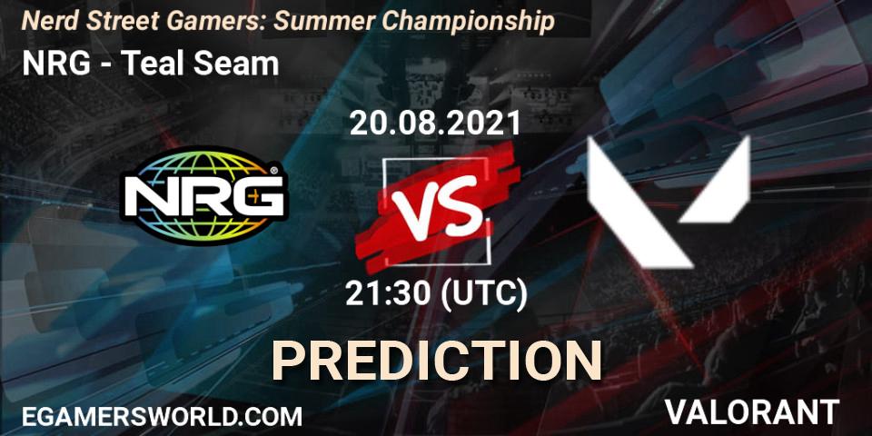 Prognose für das Spiel NRG VS Teal Seam. 20.08.2021 at 21:30. VALORANT - Nerd Street Gamers: Summer Championship