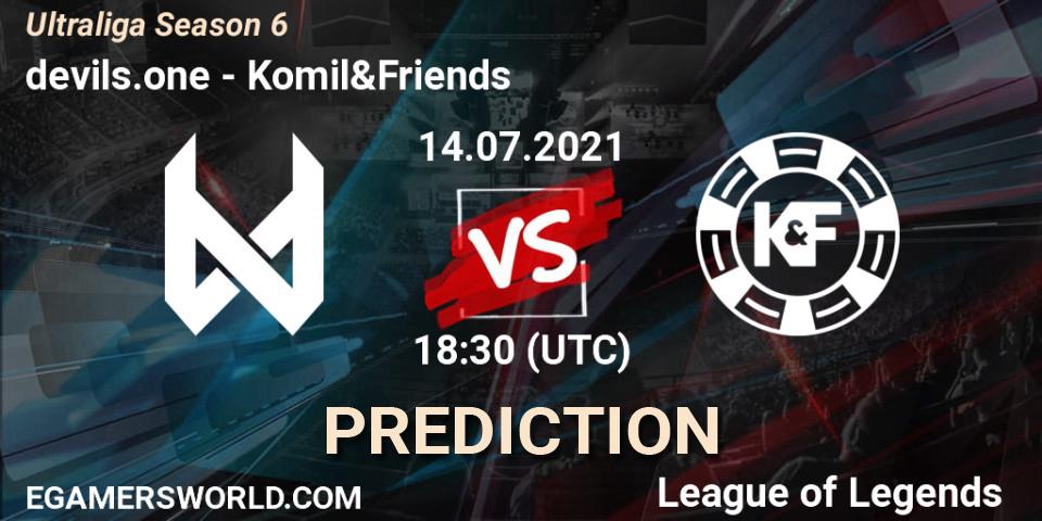 Prognose für das Spiel devils.one VS Komil&Friends. 14.07.2021 at 18:30. LoL - Ultraliga Season 6