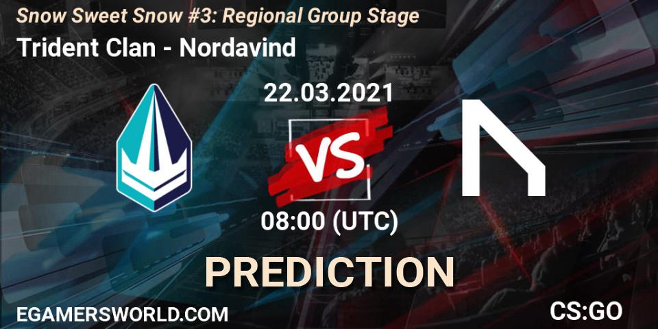 Prognose für das Spiel Trident Clan VS Nordavind. 22.03.2021 at 08:00. Counter-Strike (CS2) - Snow Sweet Snow #3: Regional Group Stage