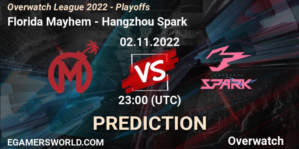 Prognose für das Spiel Florida Mayhem VS Hangzhou Spark. 02.11.22. Overwatch - Overwatch League 2022 - Playoffs