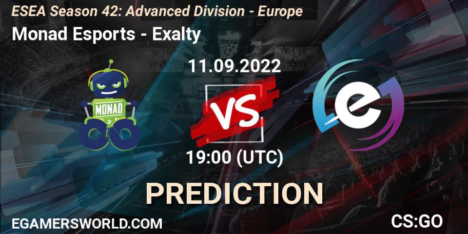 Prognose für das Spiel Monad Esports VS Exalty. 11.09.22. CS2 (CS:GO) - ESEA Season 42: Advanced Division - Europe