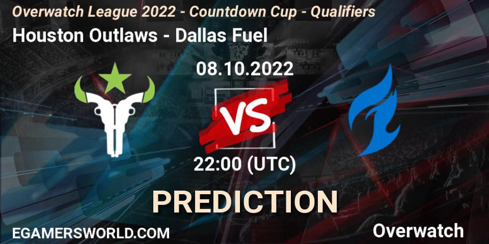 Prognose für das Spiel Houston Outlaws VS Dallas Fuel. 08.10.22. Overwatch - Overwatch League 2022 - Countdown Cup - Qualifiers