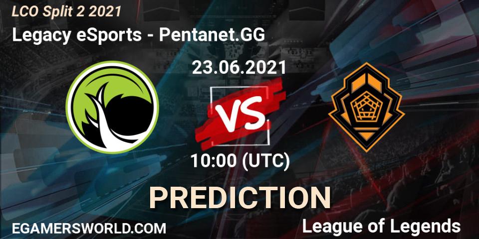 Prognose für das Spiel Legacy eSports VS Pentanet.GG. 23.06.21. LoL - LCO Split 2 2021