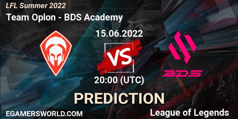 Prognose für das Spiel Team Oplon VS BDS Academy. 15.06.2022 at 20:00. LoL - LFL Summer 2022