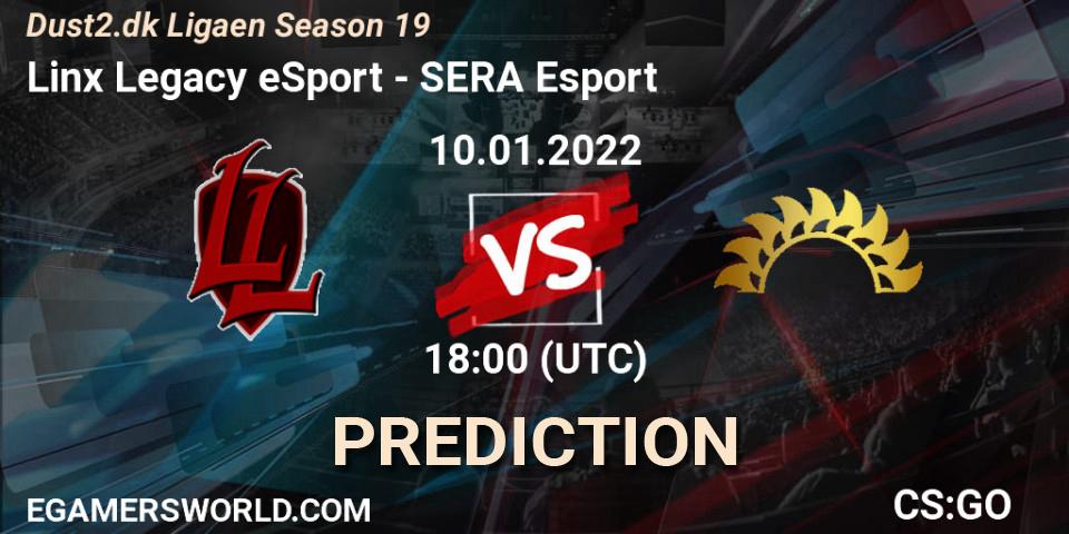 Prognose für das Spiel Linx Legacy eSport VS SERA Esport. 10.01.2022 at 18:00. Counter-Strike (CS2) - Dust2.dk Ligaen Season 19