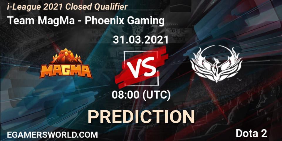 Prognose für das Spiel Team MagMa VS Phoenix Gaming. 31.03.2021 at 08:05. Dota 2 - i-League 2021 Closed Qualifier