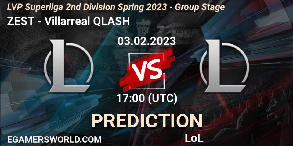 Prognose für das Spiel ZEST VS Villarreal QLASH. 03.02.2023 at 17:00. LoL - LVP Superliga 2nd Division Spring 2023 - Group Stage