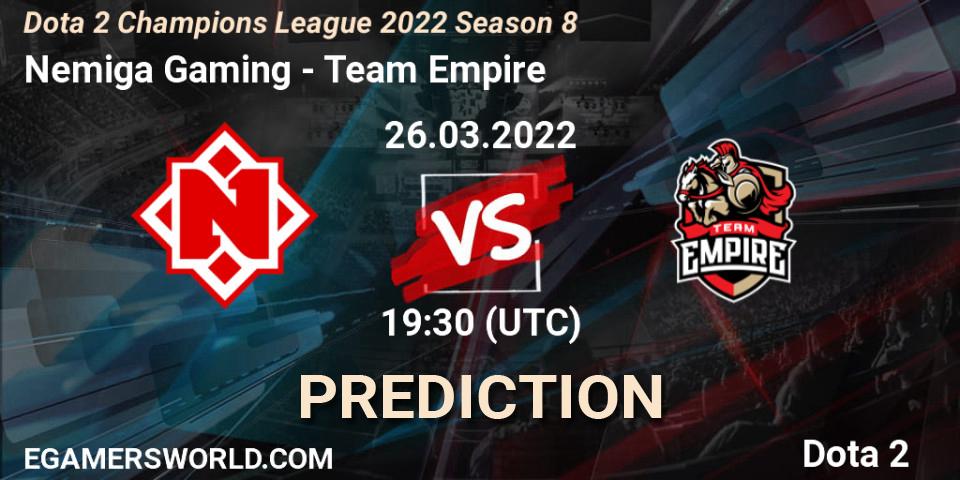 Prognose für das Spiel Nemiga Gaming VS Team Empire. 27.03.22. Dota 2 - Dota 2 Champions League 2022 Season 8