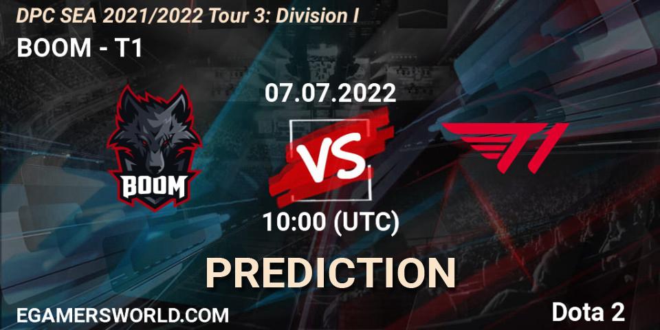 Prognose für das Spiel BOOM VS T1. 07.07.22. Dota 2 - DPC SEA 2021/2022 Tour 3: Division I