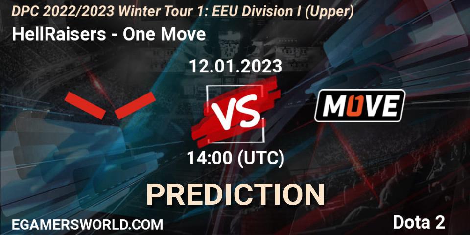 Prognose für das Spiel HellRaisers VS One Move. 12.01.2023 at 14:05. Dota 2 - DPC 2022/2023 Winter Tour 1: EEU Division I (Upper)