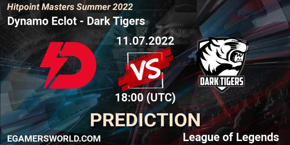 Prognose für das Spiel Dynamo Eclot VS Dark Tigers. 11.07.2022 at 18:10. LoL - Hitpoint Masters Summer 2022