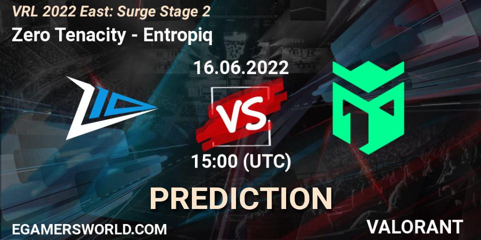Prognose für das Spiel Zero Tenacity VS Entropiq. 16.06.2022 at 15:00. VALORANT - VRL 2022 East: Surge Stage 2