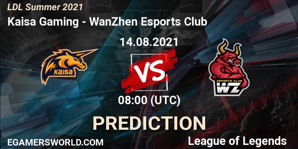 Prognose für das Spiel Kaisa Gaming VS WanZhen Esports Club. 14.08.21. LoL - LDL Summer 2021