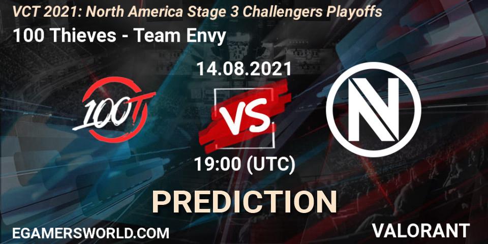 Prognose für das Spiel 100 Thieves VS Team Envy. 14.08.21. VALORANT - VCT 2021: North America Stage 3 Challengers Playoffs