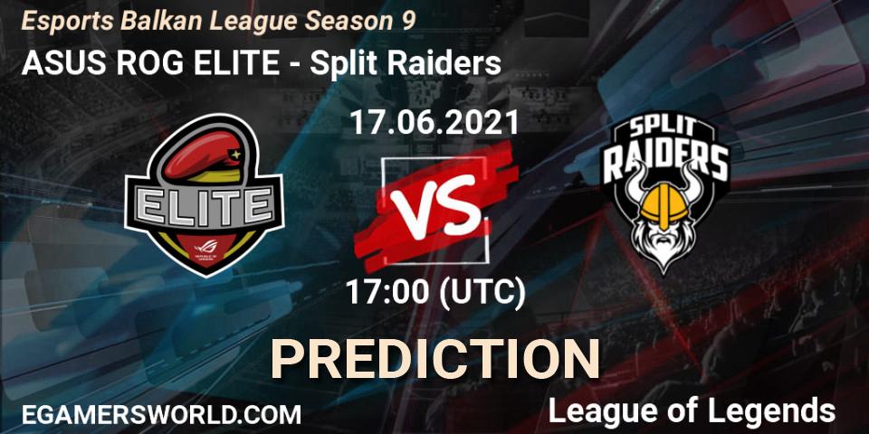 Prognose für das Spiel ASUS ROG ELITE VS Split Raiders. 17.06.2021 at 17:00. LoL - Esports Balkan League Season 9