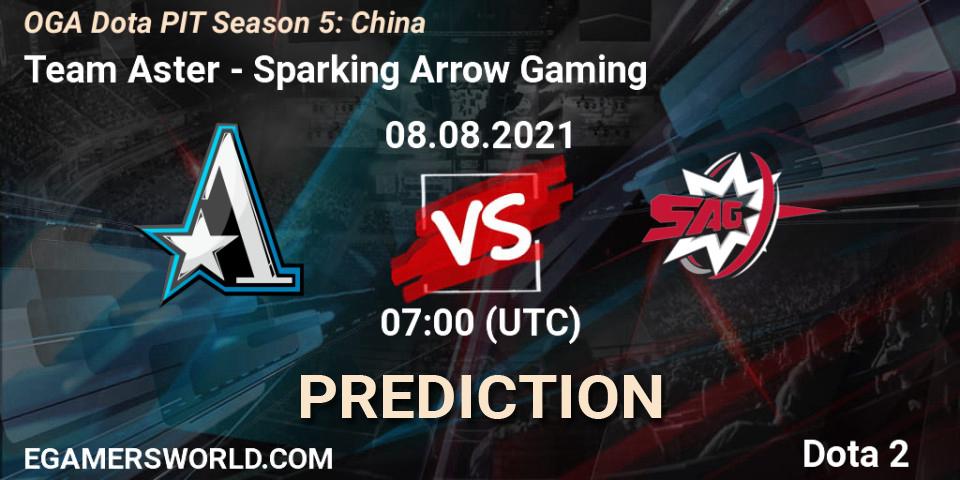 Prognose für das Spiel Team Aster VS Sparking Arrow Gaming. 08.08.2021 at 07:07. Dota 2 - OGA Dota PIT Season 5: China