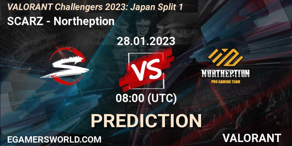 Prognose für das Spiel SCARZ VS Northeption. 28.01.23. VALORANT - VALORANT Challengers 2023: Japan Split 1