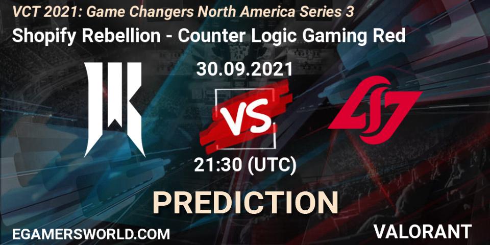Prognose für das Spiel Shopify Rebellion VS Counter Logic Gaming Red. 30.09.2021 at 21:30. VALORANT - VCT 2021: Game Changers North America Series 3