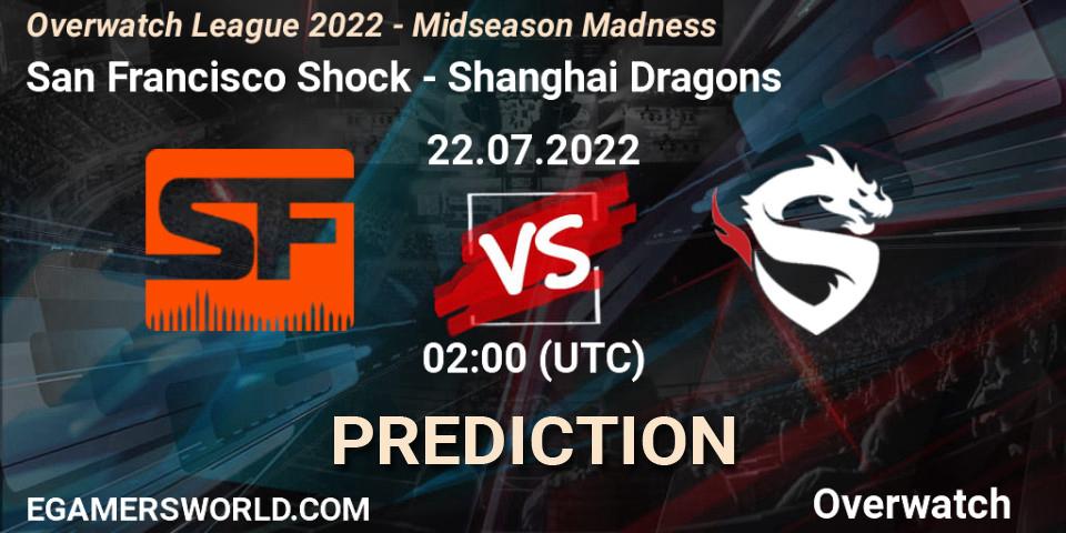 Prognose für das Spiel San Francisco Shock VS Shanghai Dragons. 22.07.2022 at 05:00. Overwatch - Overwatch League 2022 - Midseason Madness