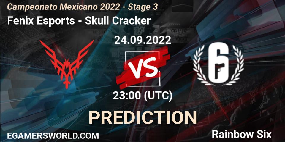 Prognose für das Spiel Fenix Esports VS Skull Cracker. 24.09.2022 at 23:00. Rainbow Six - Campeonato Mexicano 2022 - Stage 3