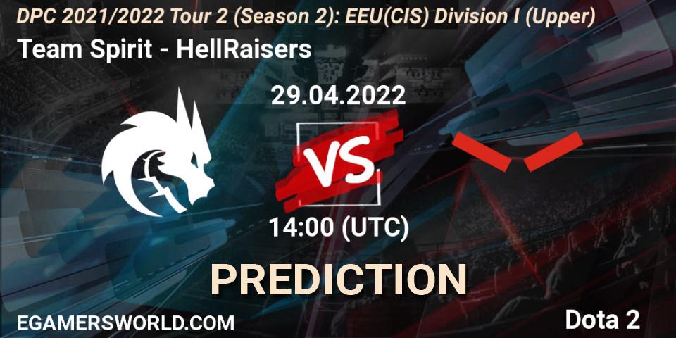 Prognose für das Spiel Team Spirit VS HellRaisers. 29.04.22. Dota 2 - DPC 2021/2022 Tour 2 (Season 2): EEU(CIS) Division I (Upper)