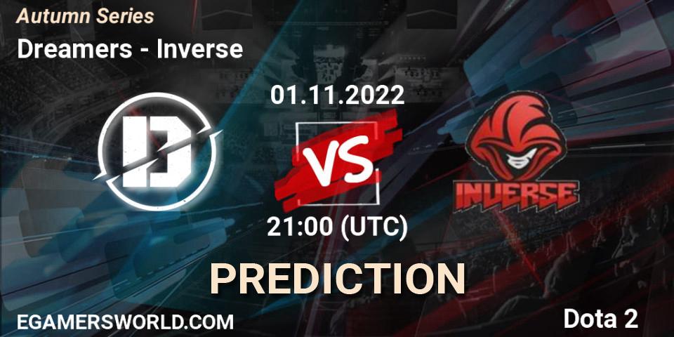 Prognose für das Spiel Dreamers VS Inverse. 01.11.2022 at 20:31. Dota 2 - Autumn Series