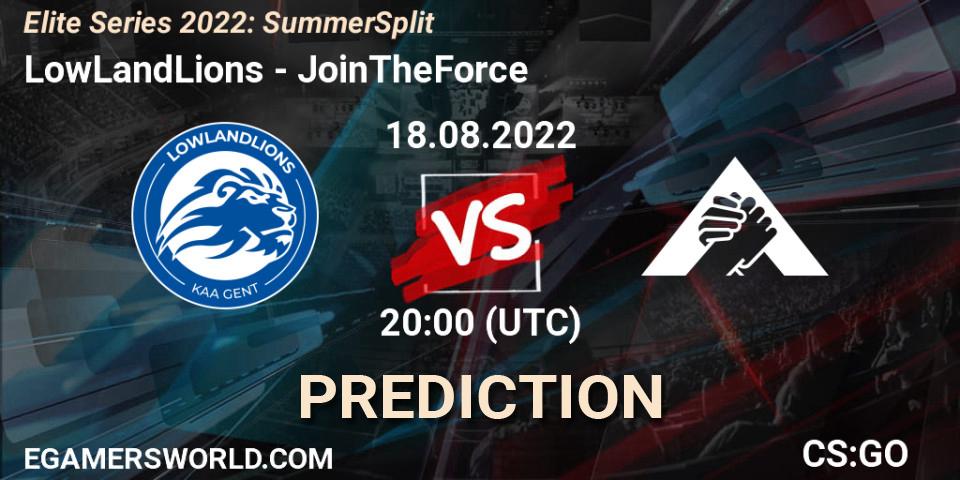 Prognose für das Spiel LowLandLions VS JoinTheForce. 18.08.2022 at 20:00. Counter-Strike (CS2) - Elite Series 2022: Summer Split
