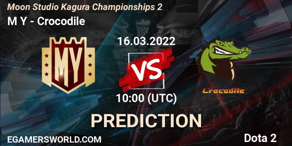 Prognose für das Spiel M Y VS Crocodile. 16.03.2022 at 10:44. Dota 2 - Moon Studio Kagura Championships 2