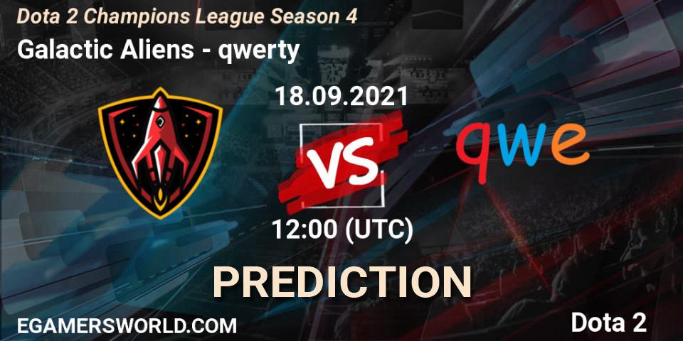 Prognose für das Spiel Galactic Aliens VS qwerty. 18.09.21. Dota 2 - Dota 2 Champions League Season 4