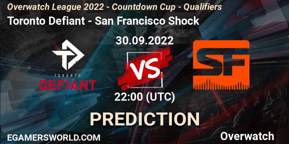 Prognose für das Spiel Toronto Defiant VS San Francisco Shock. 30.09.2022 at 22:00. Overwatch - Overwatch League 2022 - Countdown Cup - Qualifiers