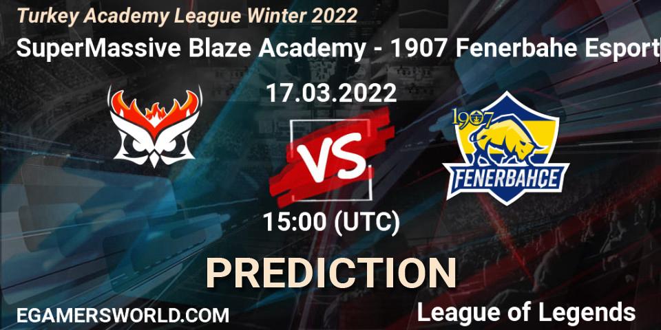 Prognose für das Spiel SuperMassive Blaze Academy VS 1907 Fenerbahçe Esports Academy. 17.03.22. LoL - Turkey Academy League Winter 2022