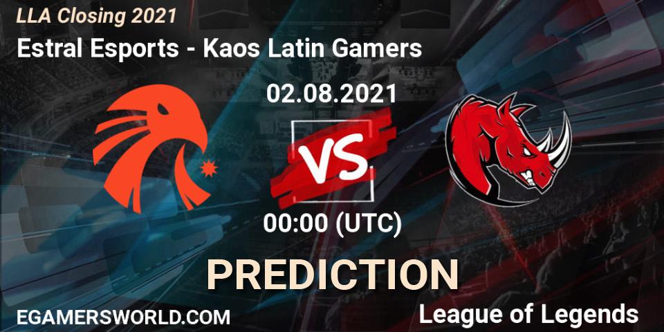 Prognose für das Spiel Estral Esports VS Kaos Latin Gamers. 02.08.21. LoL - LLA Closing 2021