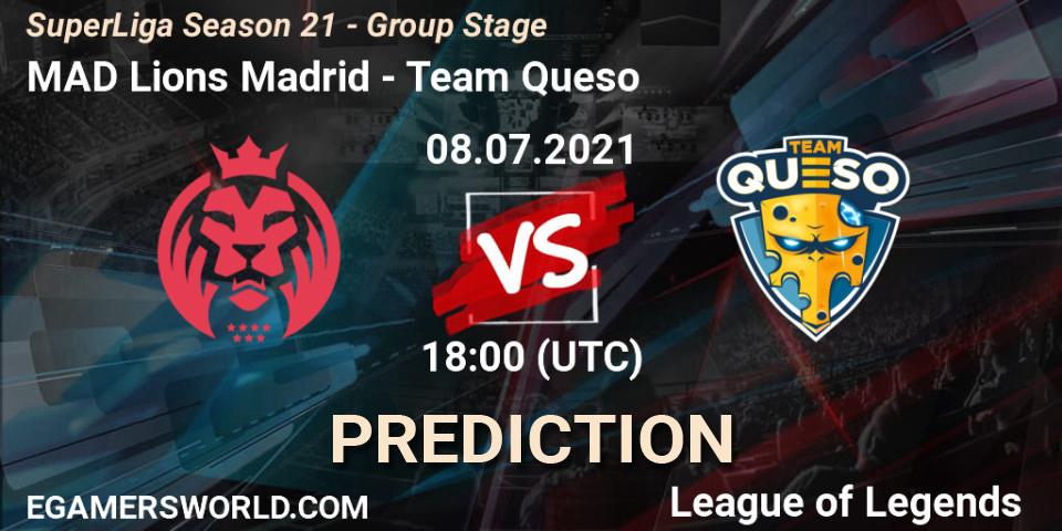 Prognose für das Spiel MAD Lions Madrid VS Team Queso. 08.07.21. LoL - SuperLiga Season 21 - Group Stage 