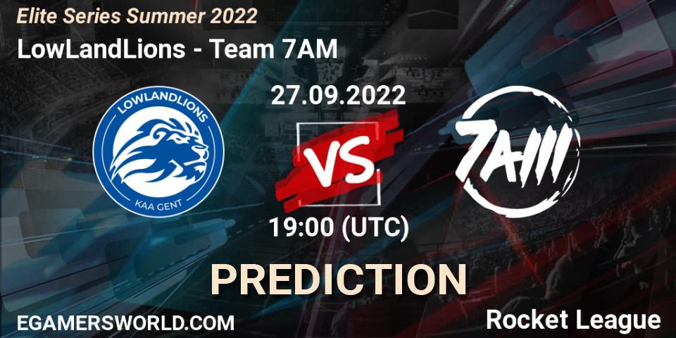 Prognose für das Spiel LowLandLions VS Team 7AM. 27.09.2022 at 19:00. Rocket League - Elite Series Summer 2022