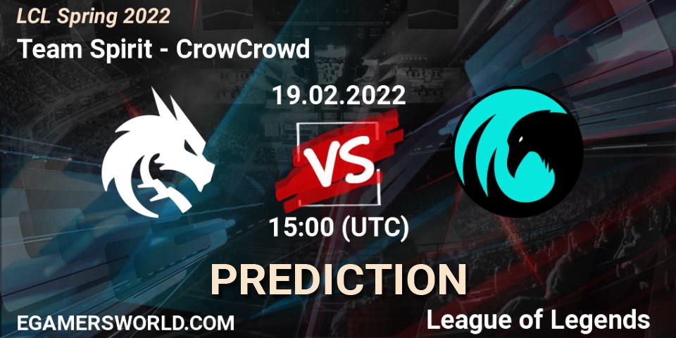 Prognose für das Spiel Team Spirit VS CrowCrowd. 19.02.22. LoL - LCL Spring 2022