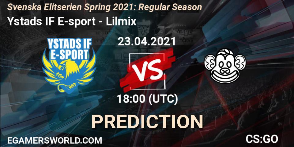 Prognose für das Spiel Ystads IF E-sport VS Lilmix. 23.04.2021 at 18:00. Counter-Strike (CS2) - Svenska Elitserien Spring 2021: Regular Season