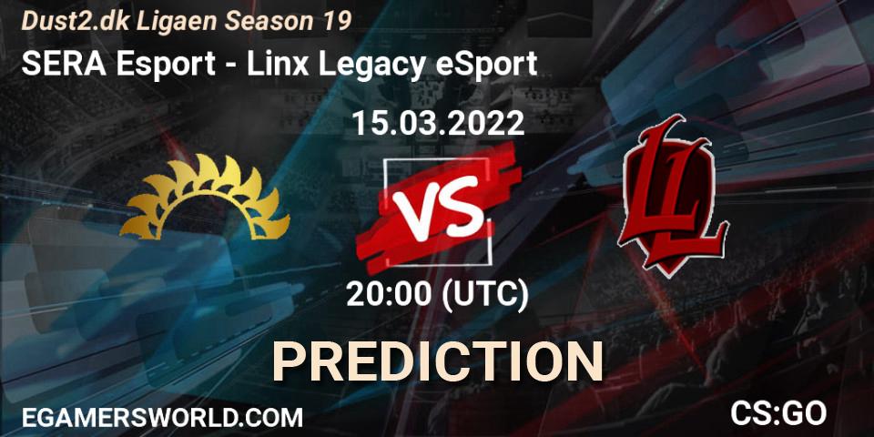 Prognose für das Spiel SERA Esport VS Linx Legacy eSport. 15.03.2022 at 20:00. Counter-Strike (CS2) - Dust2.dk Ligaen Season 19